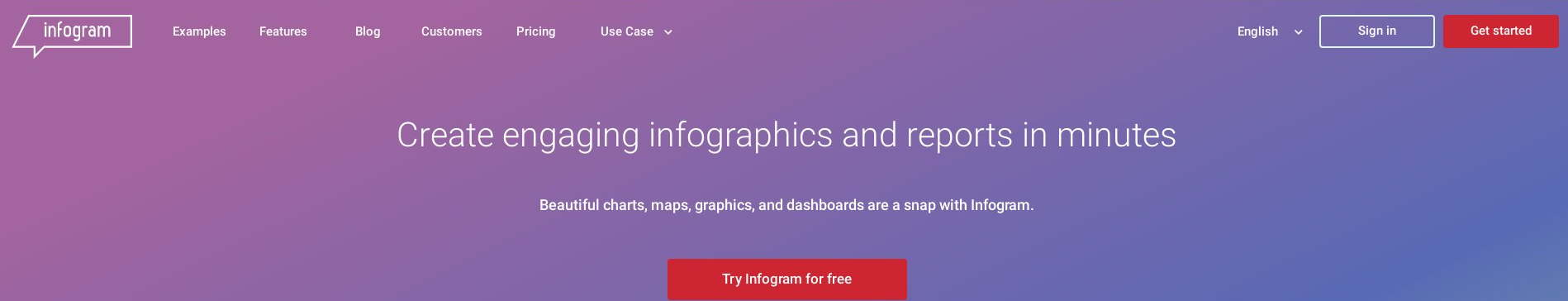 The Infogram main page